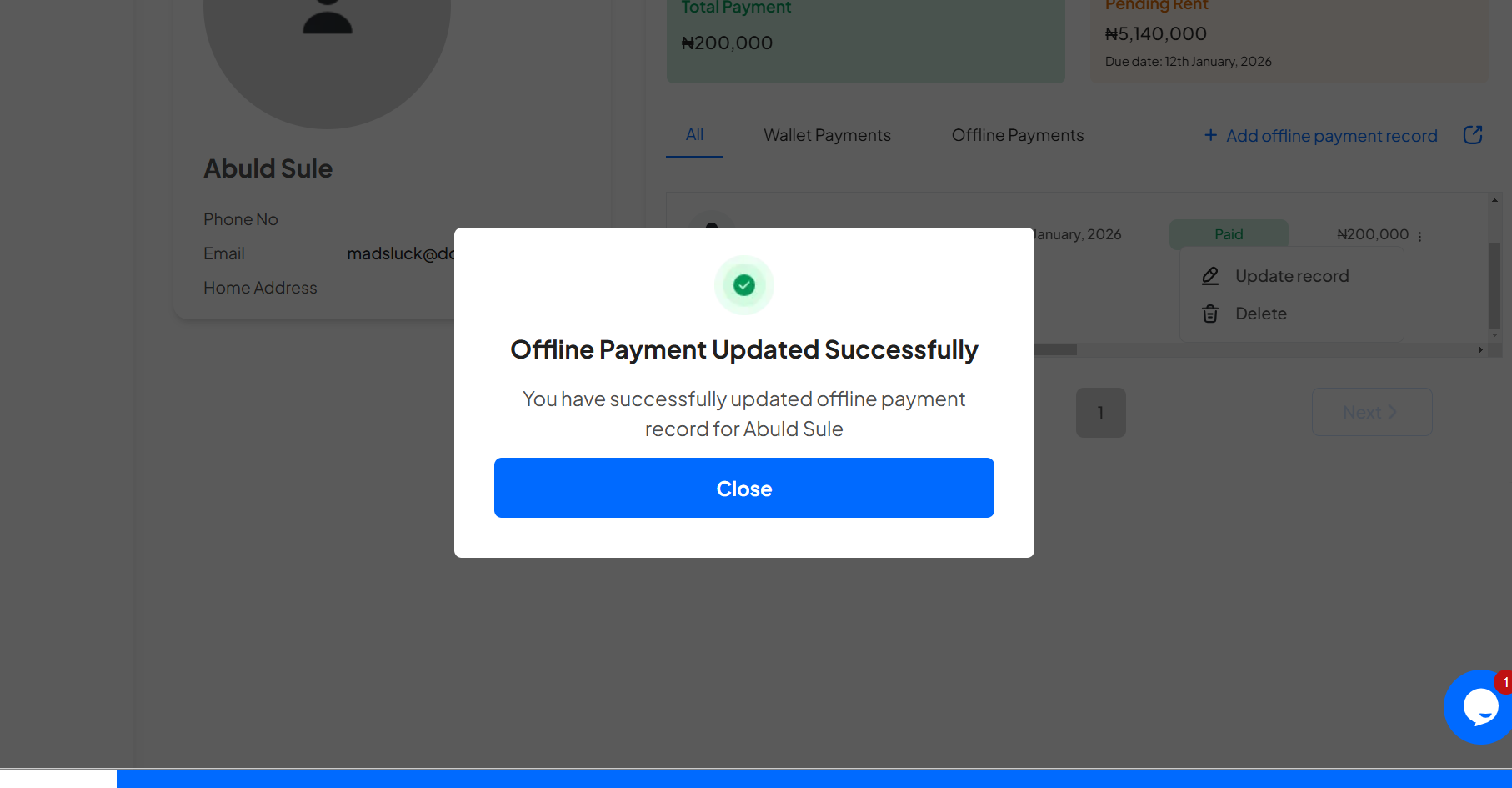 How to Add and Update an Offline Payment Record on Homz as a Property Manager