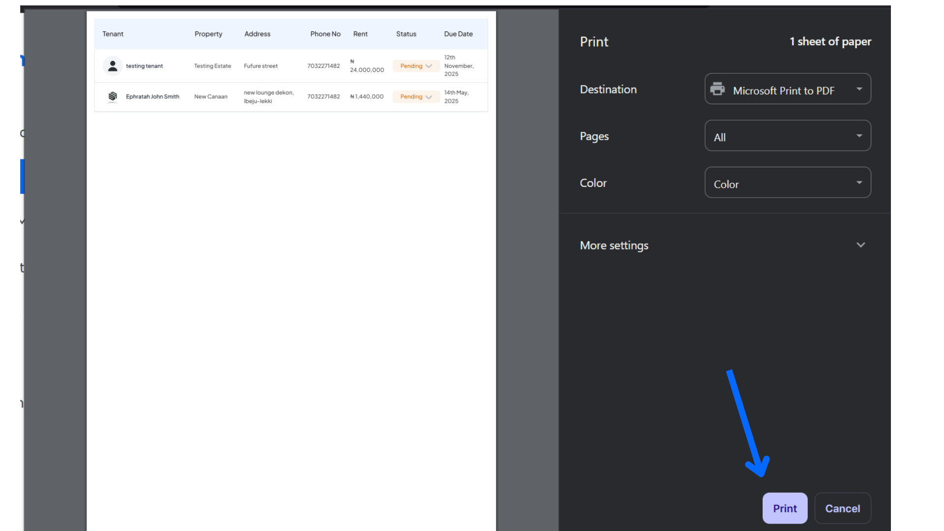 How to Export Tenant Data List on Homz as a Property Manager