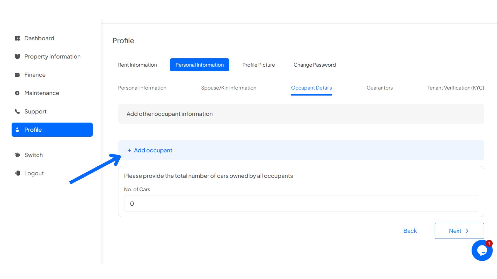 add occupant
