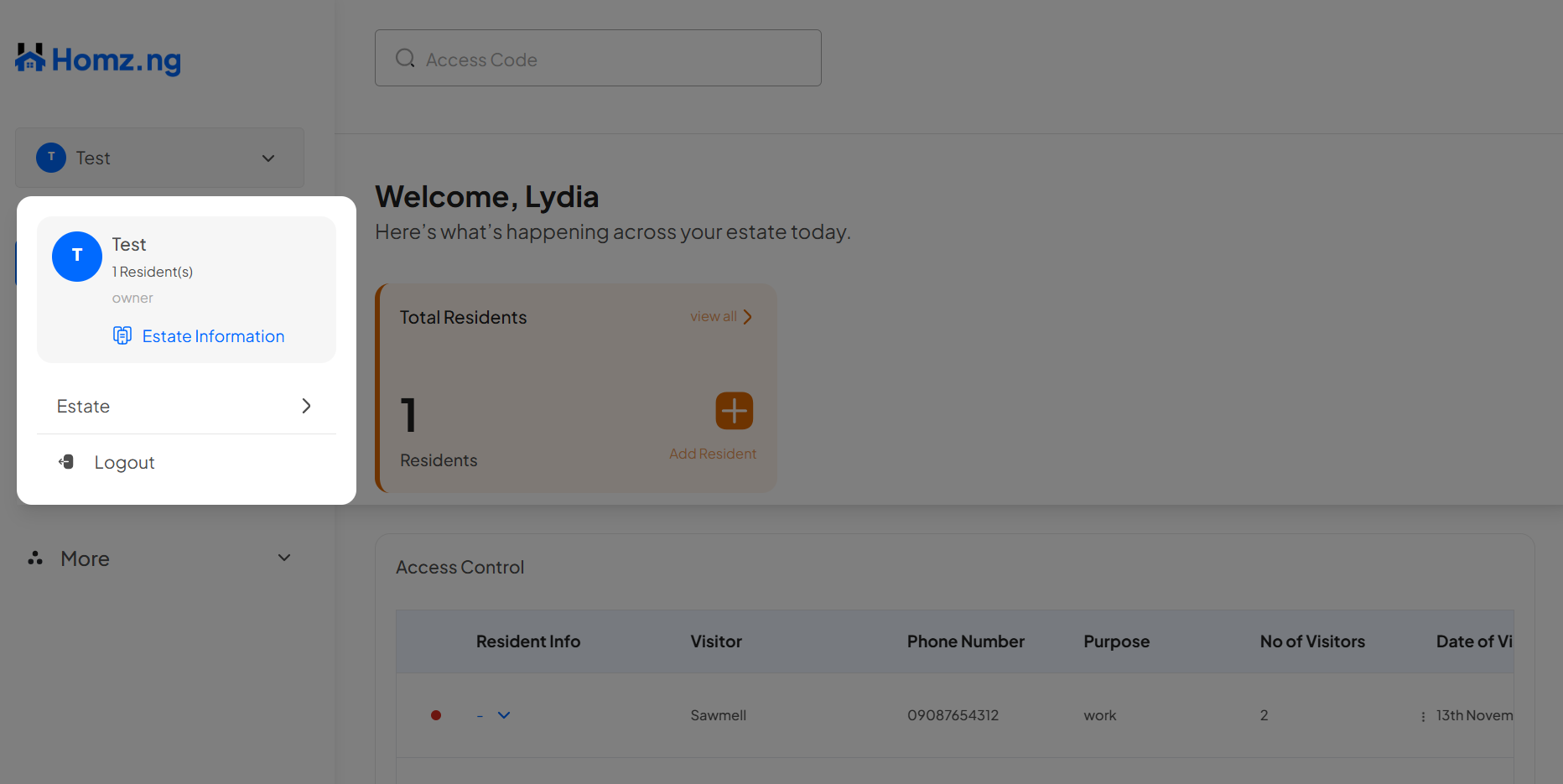 Guide to Adding New Estates on the Homz Community Management Software. 2 Screenshot 2025 11 30 195624