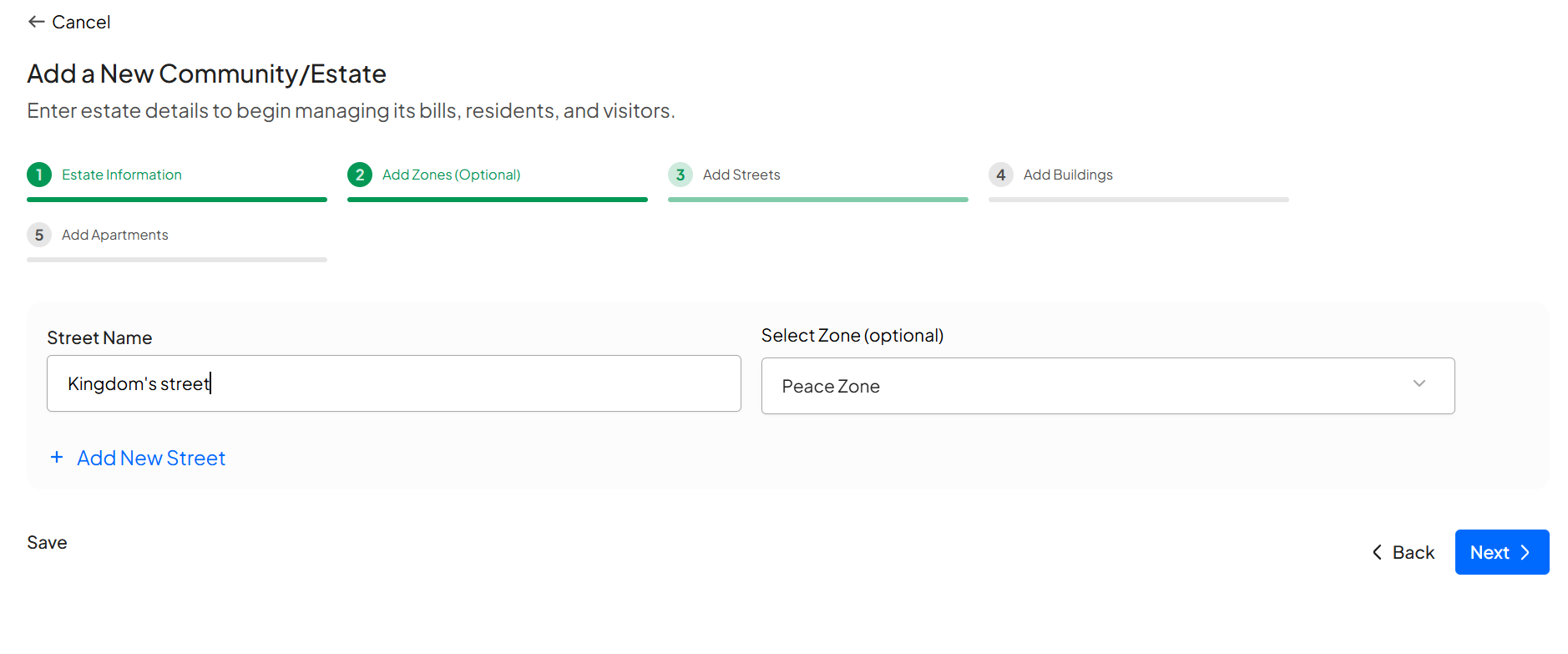 Guide to Adding New Estates on the Homz Community Management Software. 9 Screenshot 2025 11 30 201302