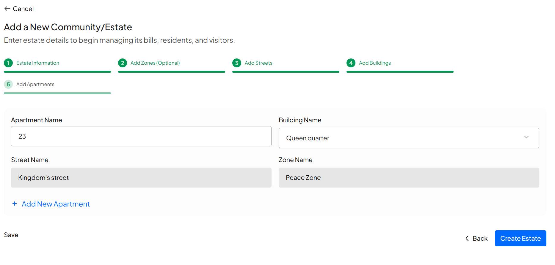 Guide to Adding New Estates on the Homz Community Management Software. 10 Screenshot 2025 11 30 201352
