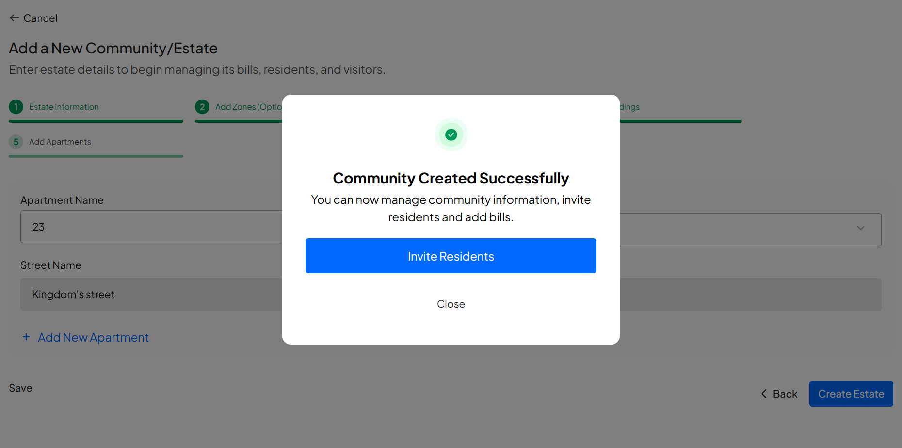 Guide to Adding New Estates on the Homz Community Management Software. 11 Screenshot 2025 11 30 201416 1