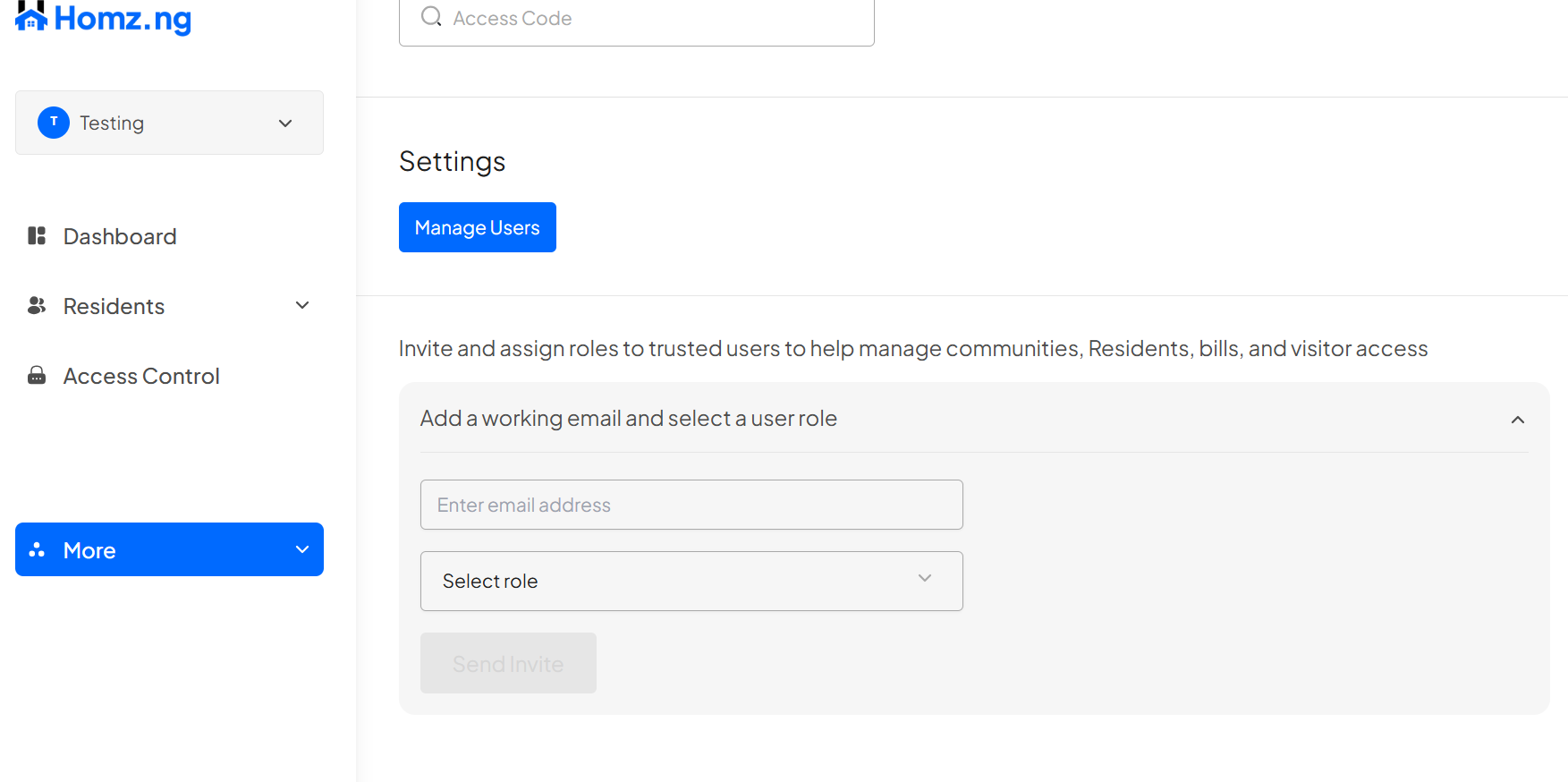 How to Add New Users and Assign Roles on the Homz Community Management Software 3 Screenshot 2025 12 05 111520