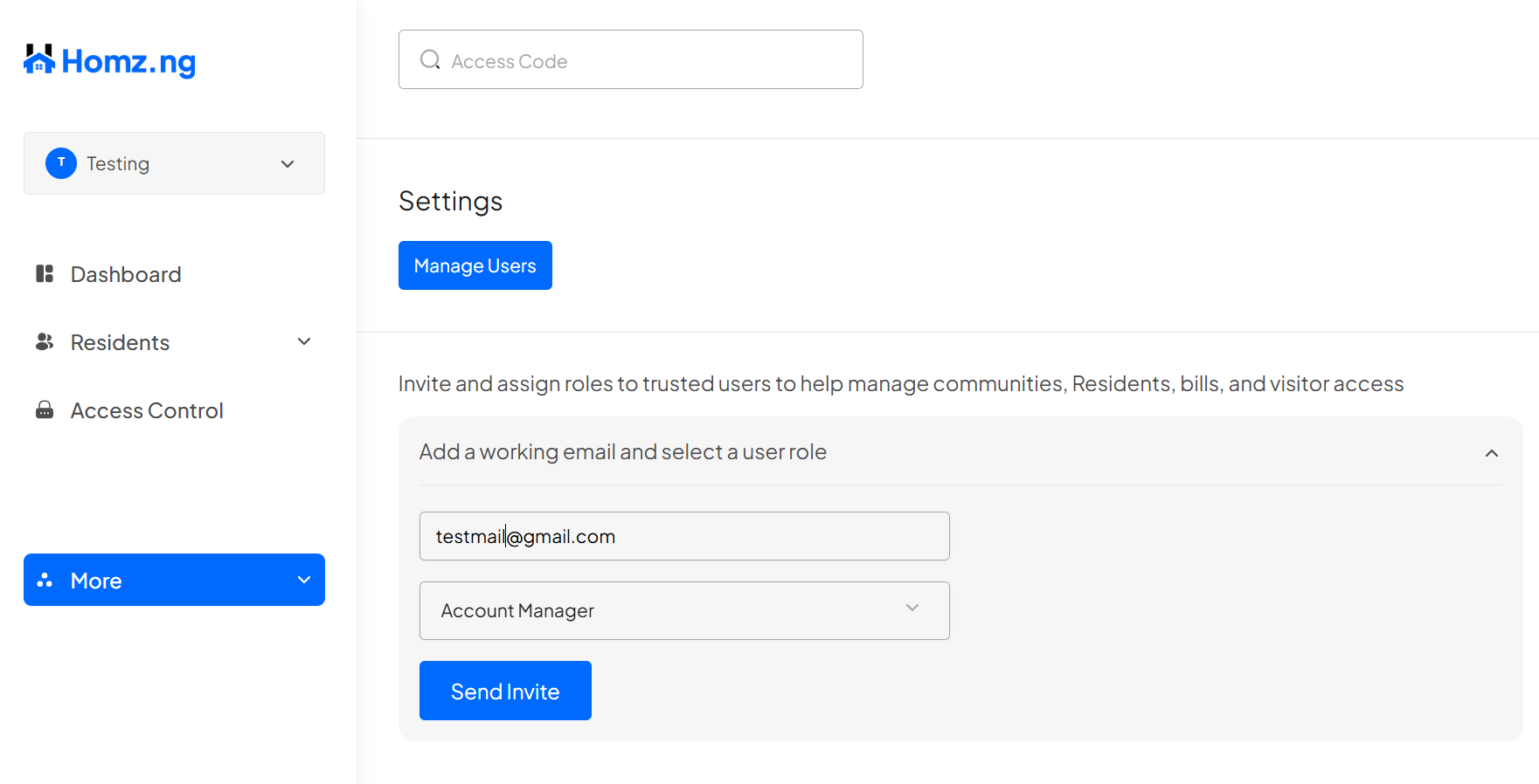 How to Add New Users and Assign Roles on the Homz Community Management Software 4 Screenshot 2025 12 05 111718