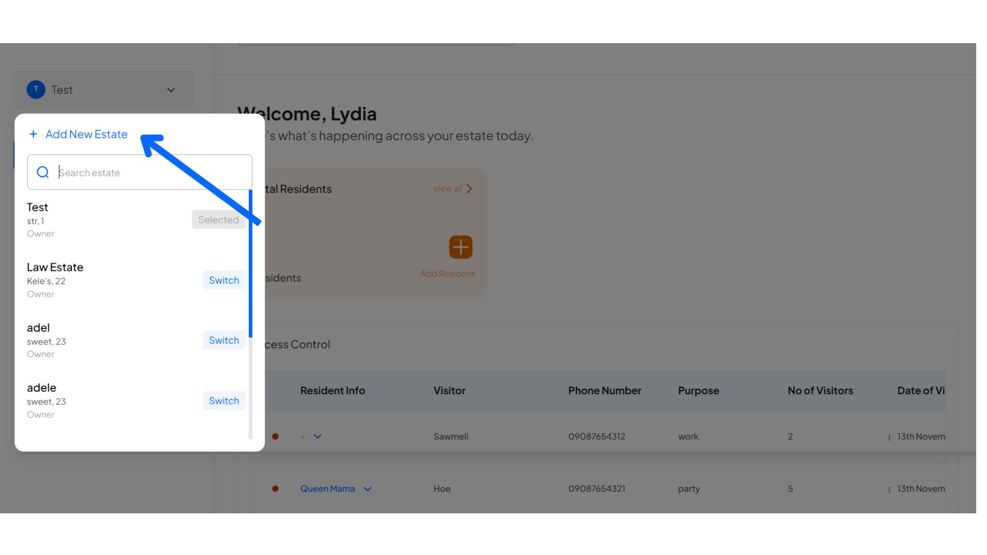 Guide to Adding New Estates on the Homz Community Management Software. 4 add estate