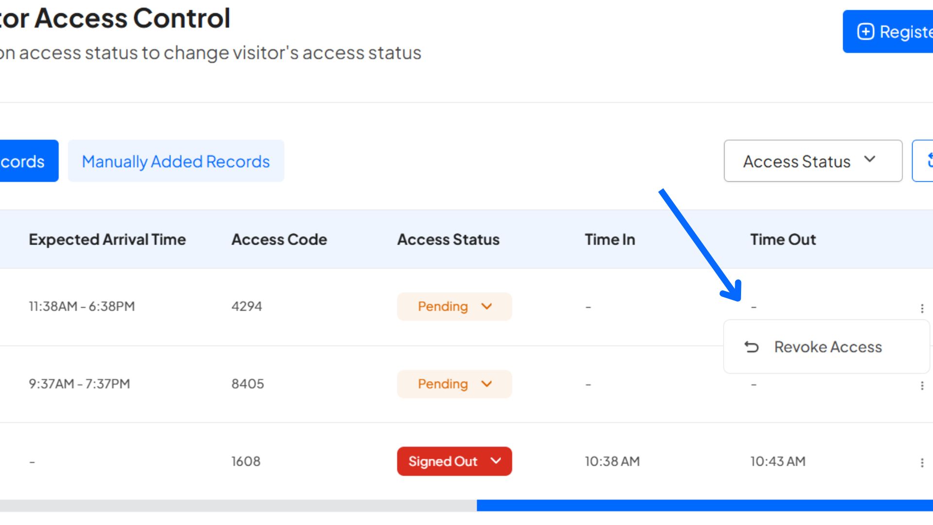 How to Revoke a Visitor’s Access on the Homz Community Management Software 2 revoke 1